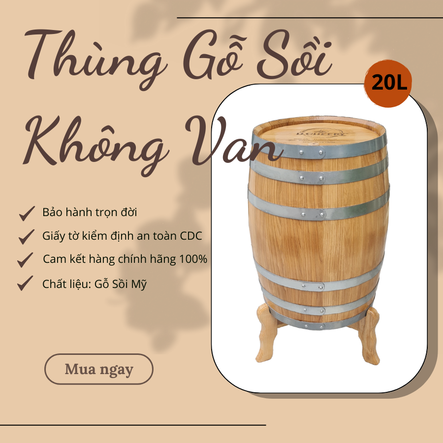 Thùng Gỗ Sồi 20L  - Không Van